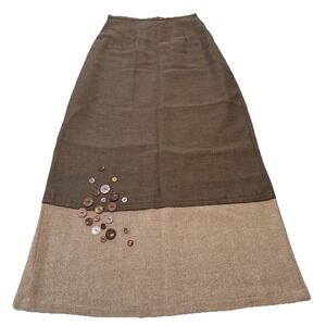 Vtg David Dart Coll. Skirt Women's Medium Wool‎ Blend Button Front Maxi Made USA